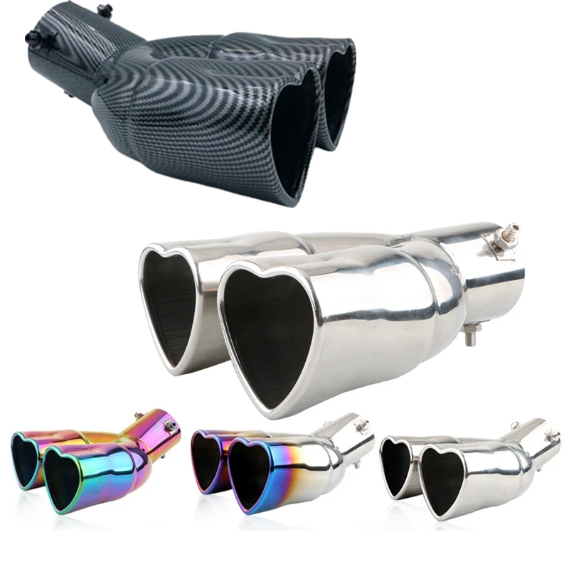 Neues Design Auspuff Herz Auto Universal Auto Auspuff Schalldämpfer Auspuffrohr Endhals Edelstahl Auto Schalldämpfer Spitze Herzform