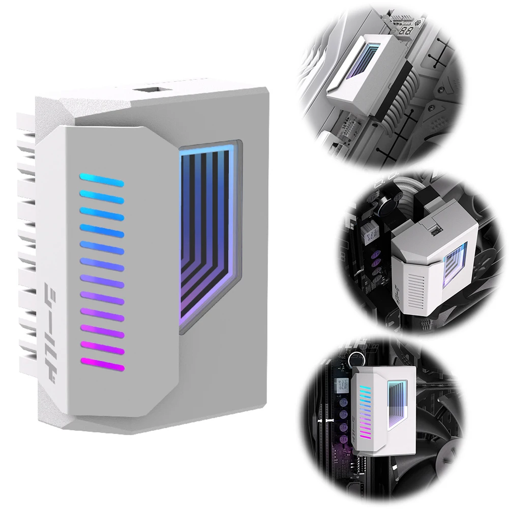 ATX 24 Pin To 180 Degree Power Plug Adapter with Infinity Mirror ARGB Light ATX 24 Pin 180 Degree Adapter 24-Pin Angle Adapter