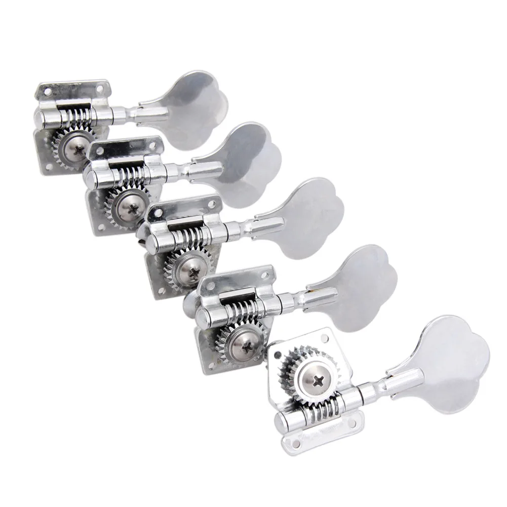 

Plum Blossom Iron Turning Peg1 Left 4 Right Silver Electric Bass String Knob Guitar Instrument Accessories