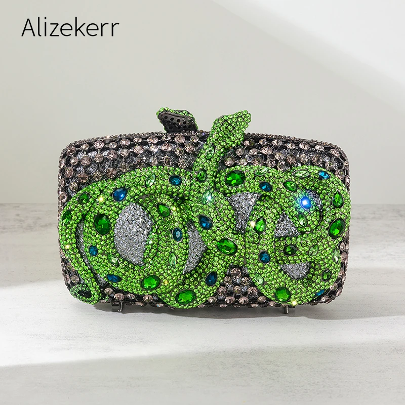 

Alizekerr Snake Shaped Rhinestone Evening Clutch Bags Boutique Gorgeous Crystal Metal Clutch Purses And Handbags Wedding Party