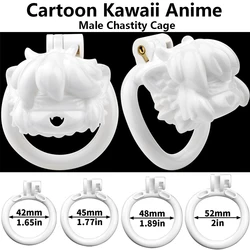 Sex Toys for Men Hot Sale Male Cartoon Kawaii Anime Chastity Cock Cage Penis Sleeve Cockrings Erotic Urethral Lock BDSM Bondage