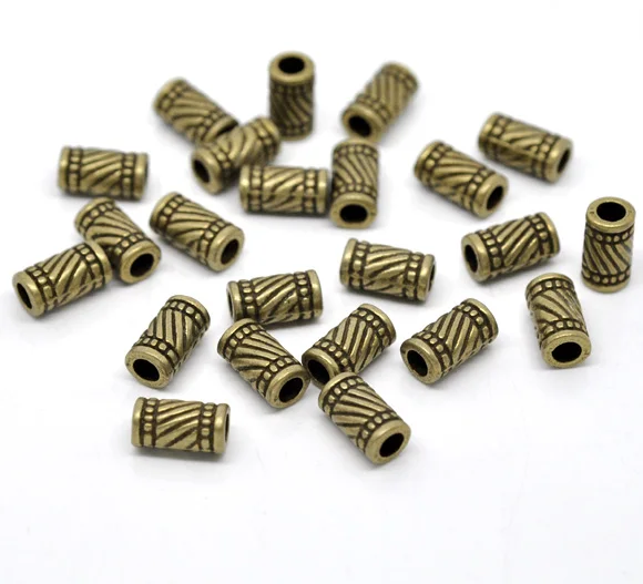 Handmade Metal Spacer Beads Geometrc Cylindrical Antique Bronze Color Loose Beads DIY Making Necklace Bracelet Jewelry Findings