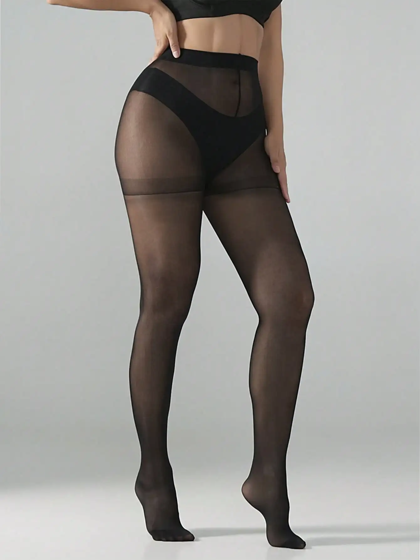 1 Pair Women's High Waist Sheer Tights, 3 Colors Control Top Pantyhose for Work