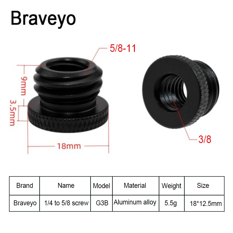 1/4 3/8 to 5/8-11 Inch Laser level Conversion Screw Nut Coarse Thread Tripod Mount Accessories Infrared Special Adapter Aluminum