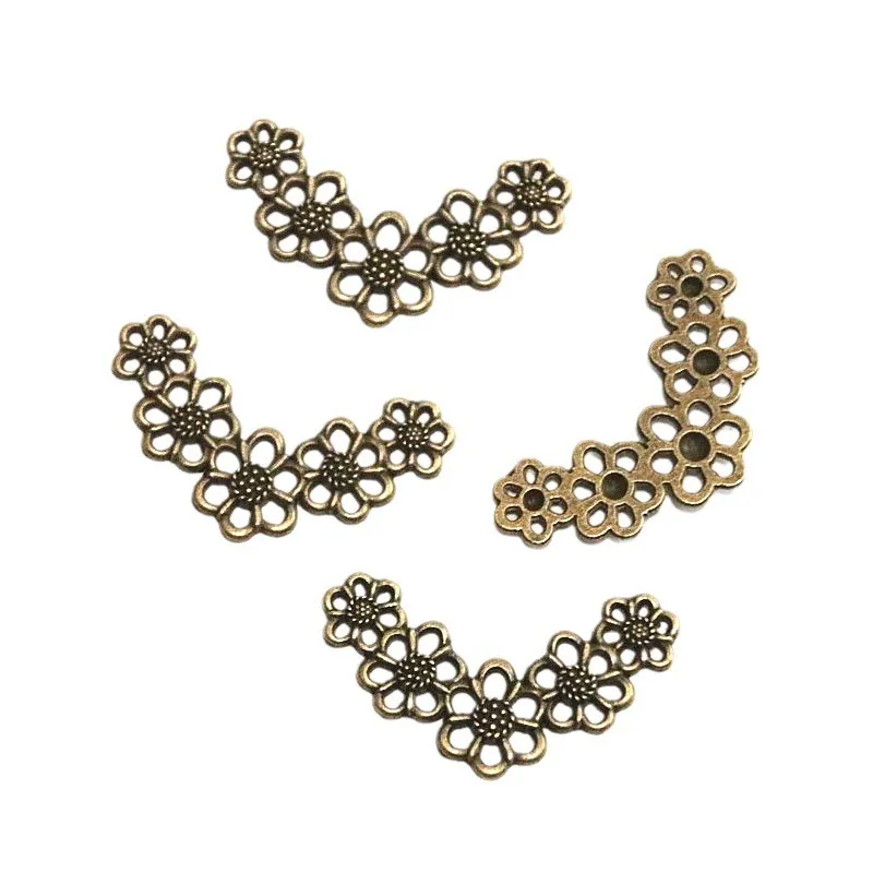 40Pcs 34*21MM Antique Bronze Plated Flowers Connector DIY Vintage Handmade Jewelry Accessories