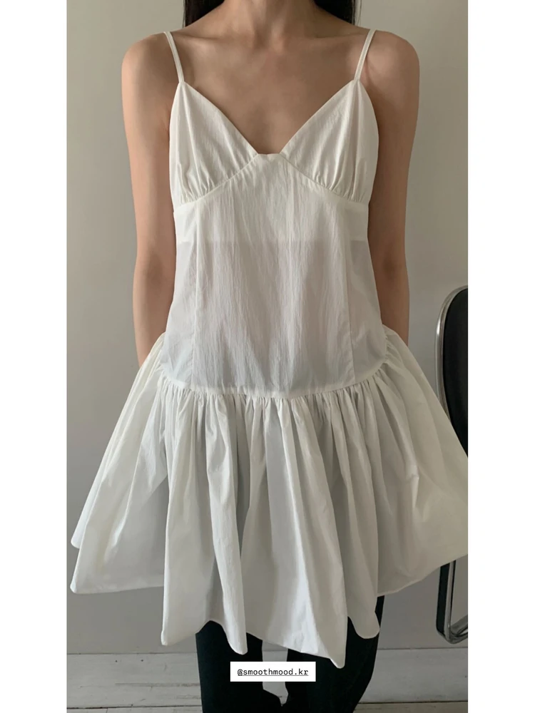  Sle Vintage Gentle Stripe V-Ne Puffy Skirt ter Dr Women Summer Casual High Waist A-Line Gown Single Piece