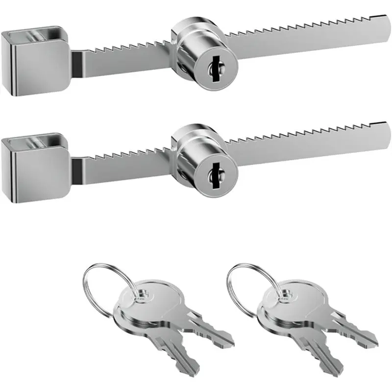 قفل علبة عرض ABZC-Secure، قفل بسقاطة بلمسة نهائية من الكروم، يناسب زجاج 4-8 مم، باب زجاجي منزلق، عبوتان