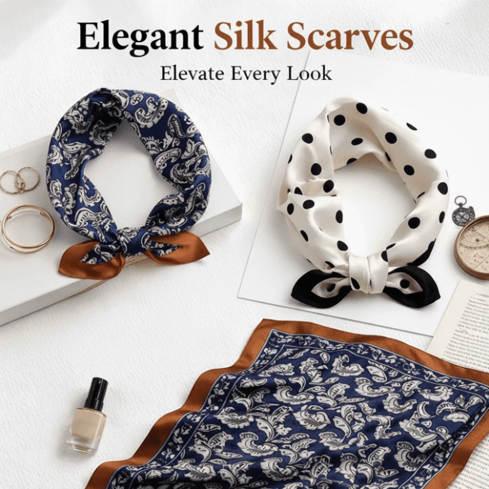 

Fashion 45x45CM Silk Scarf Headscarf/hair Wrap Printed Square Scarf Geometric Pattern Minimalist Neckerchief Women Headwear