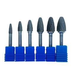 6mm fx tipo cabeça carboneto de tungstênio arquivo rotativo ferramentas broca moagem carving bits ferramentas ponto rebarba morrer moedor abrasivo para metal