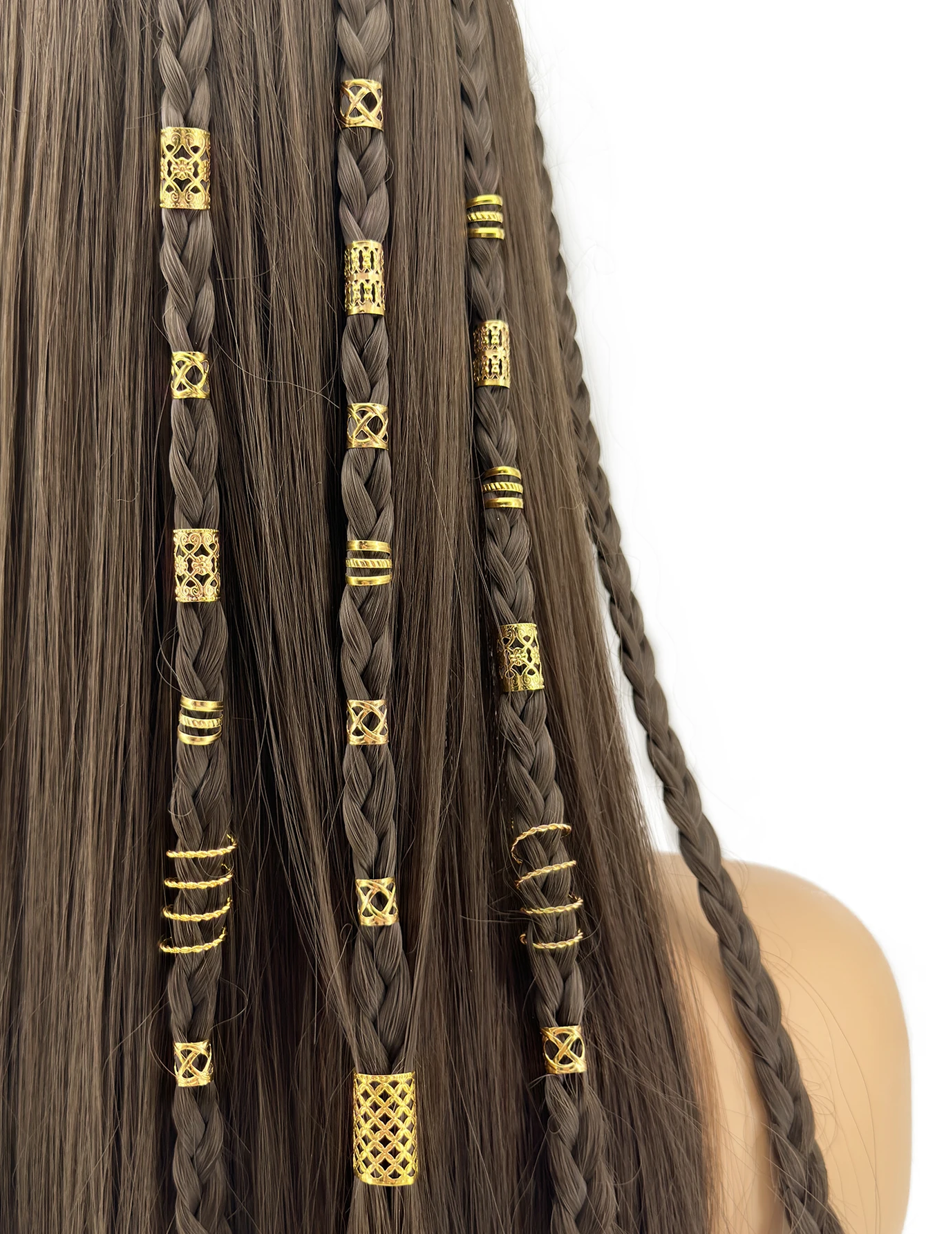 

90 шт., полые кольца для волос, коса с древесным замком, бусины для волос, трубка для волос, аксессуары для волос для женщин и девочек, украшения для волос для косичек