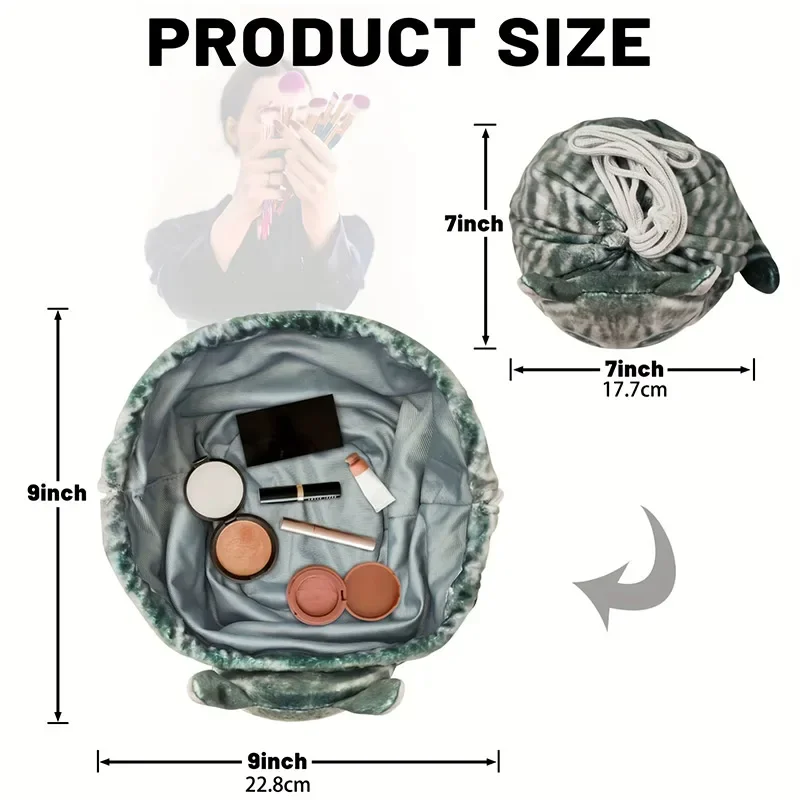 Kosmetik-Aufbewahrungstasche in Katzenform, niedliche Make-up-/Hautpflege-Organizer-Tasche in Reisegröße mit Kordelzugverschluss, Geschenktasche für Katzenliebhaber – Detail 1