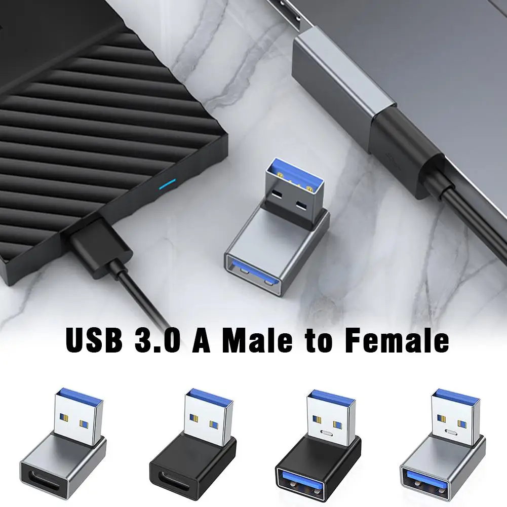 90 Degree Elbow USB Adapter Left Right Angled USB 3.0 A Male To Female/Type C Adapter Connector For Laptop PC Tablet USB Ad C8C8