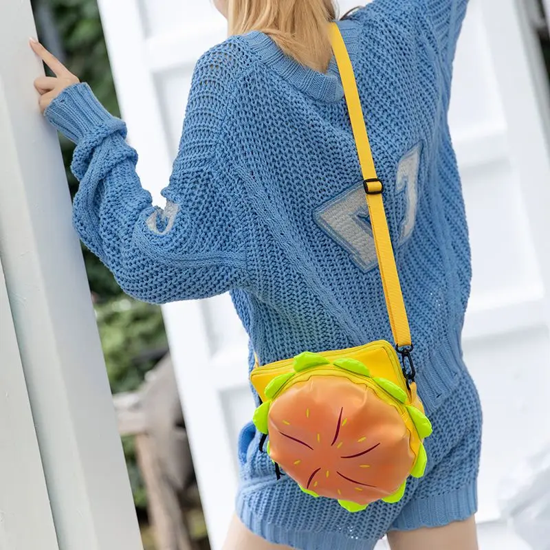 Cute Cartoon Hamburger Fashion Shoulder Crossbody Bag Women's Bag Creative Girls PU Leather Waterproof Messenger Bag Purse