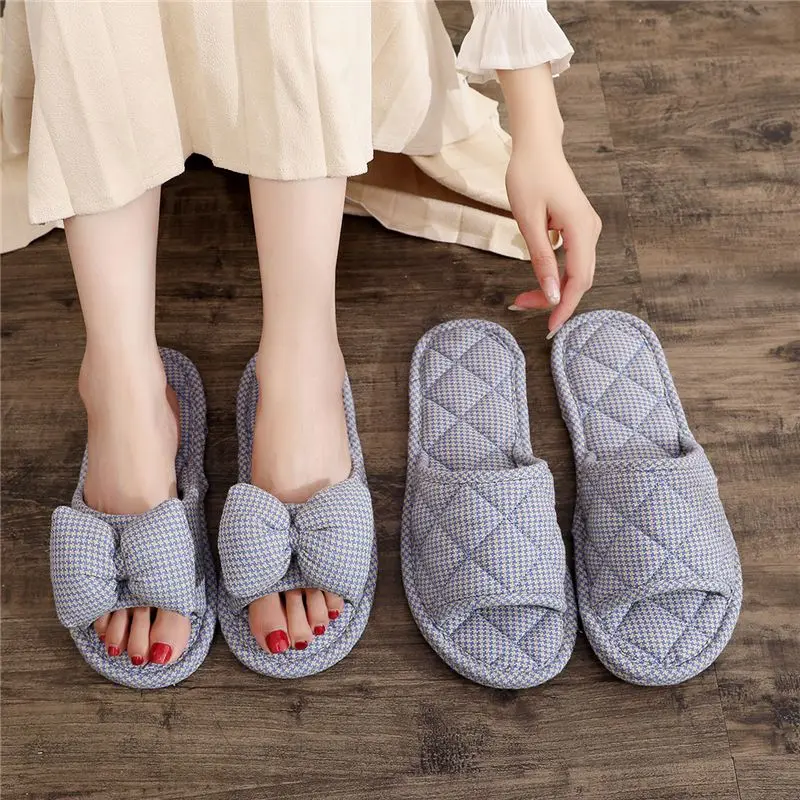 Korean Version of Anti Slip Fabric Sole with Soft Soles for Men and Women, Indoor Silent Floor Slippers for Couples, All Seasons