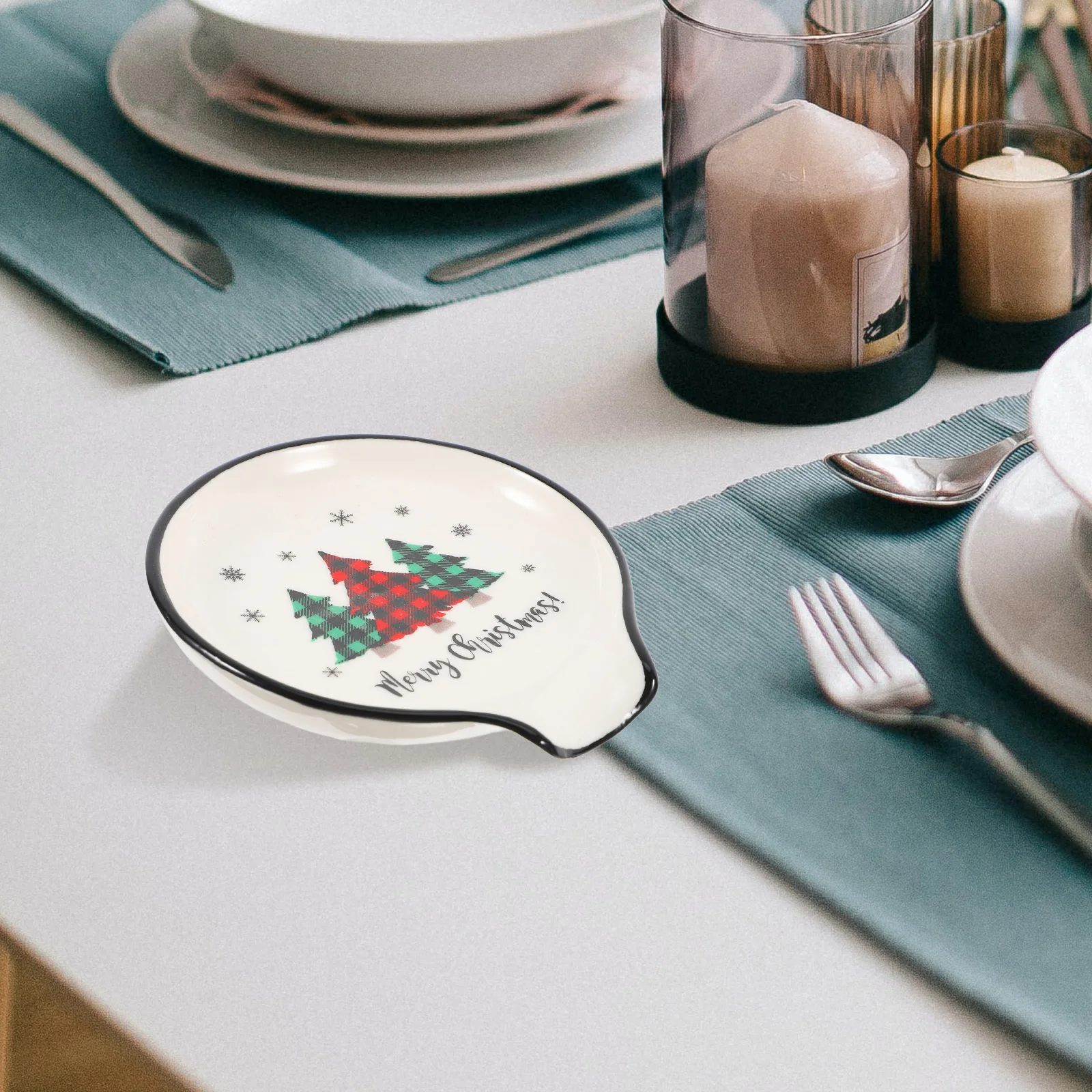 

Christmas Spoon Rest Ceramic Kitchen Utensil Holder Cooking Spoon Tray Holiday Stove Decor Christmas Kitchen Decor