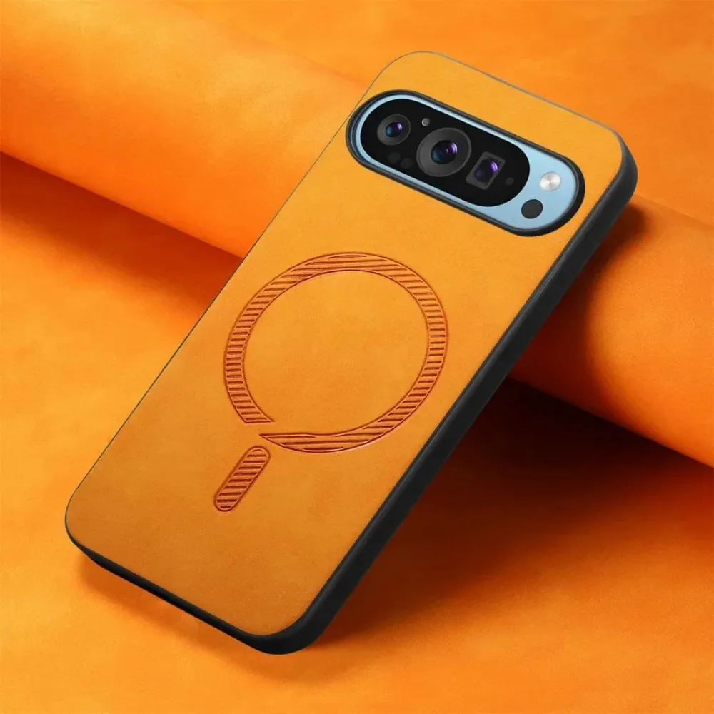 

Texture Leather Magsafe Charging Skin-Friendly Case For Google Pixel 10 9 Pro XL 8 7 A Pro Full-Pack Anti-Drop Protection Cover