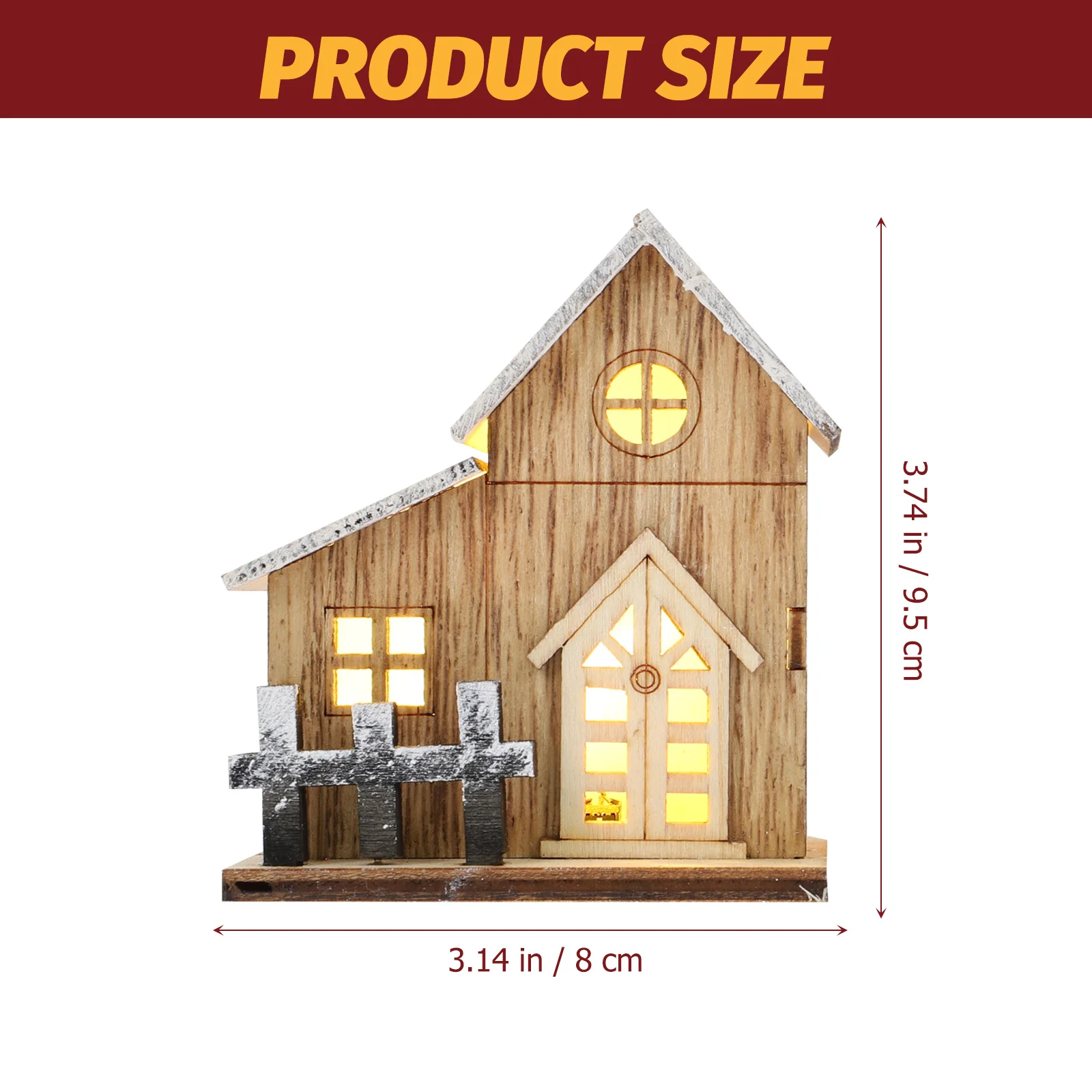 

2Pcs Luminous Mini Christmas House Wooden Ornament for Xmas Home Decor Festive Atmosphere Gift Holiday Party