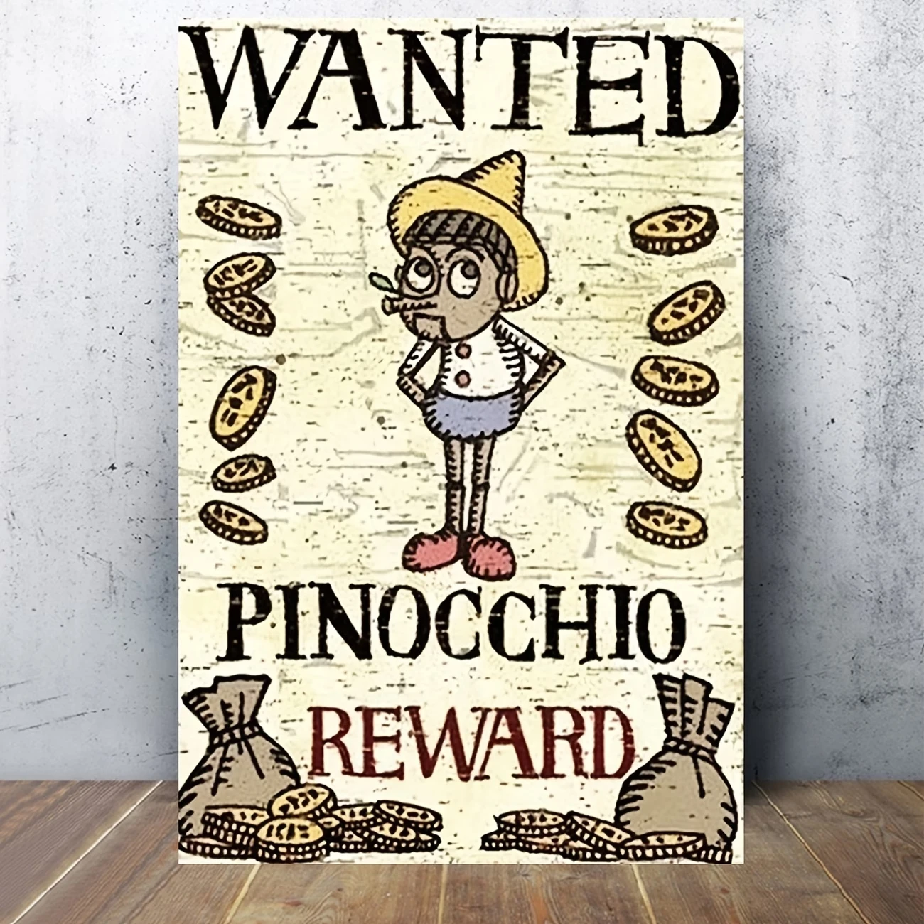 1pc frameless Canvas Painting Vintage Abstract Pinocchio Wanted Wall Art Print Canvas Painting Poster Picture For Living Room,Be