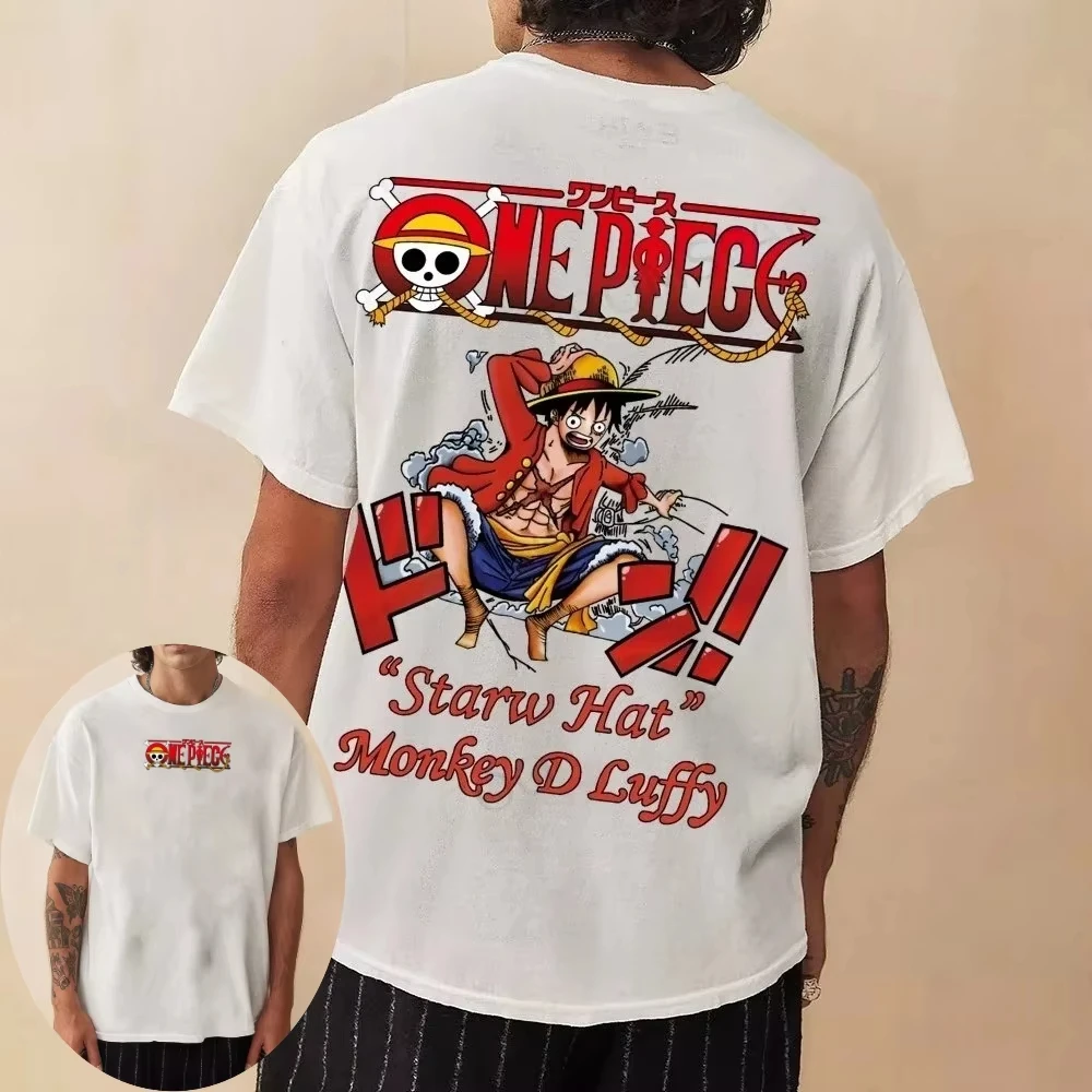 

Мужская футболка One Piece с Монки Д. Луффи, летняя, осенняя, аниме, для мальчиков, детская, с коротким рукавом, базовая, оверсайз, комплект для родителей и детей