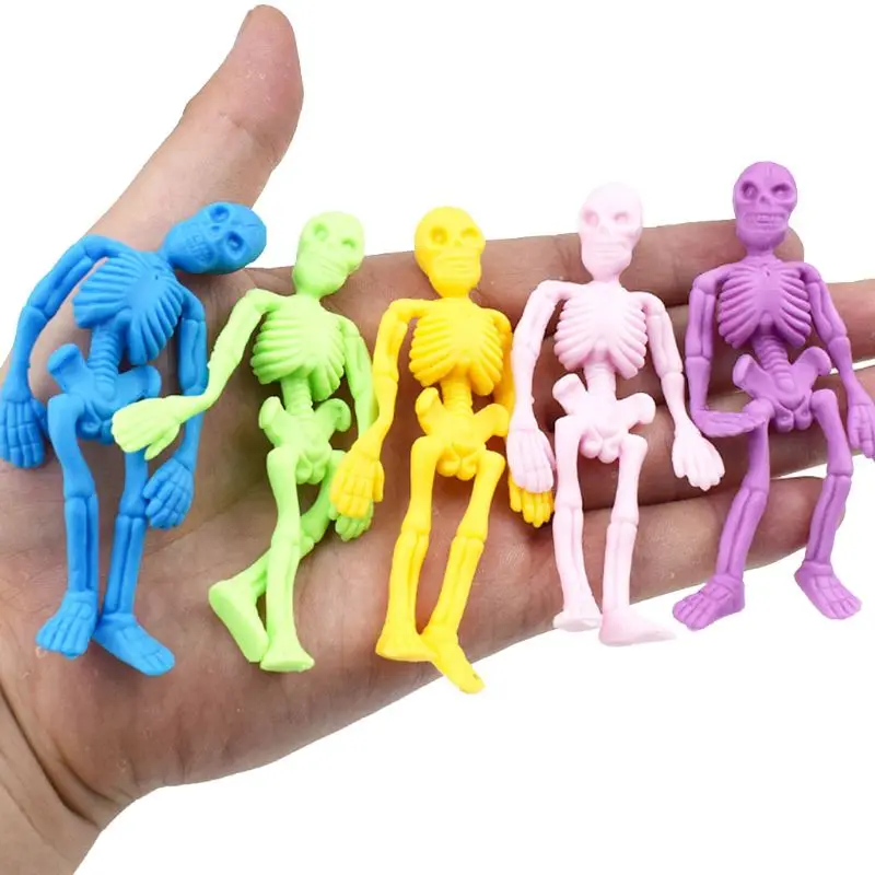 5Pcs/Set Skull Doll TPR Skeleton Zombie Toys Elastic Soft Non Toxic Kids Children Toy Stress Relief Anti Stress Model Funny