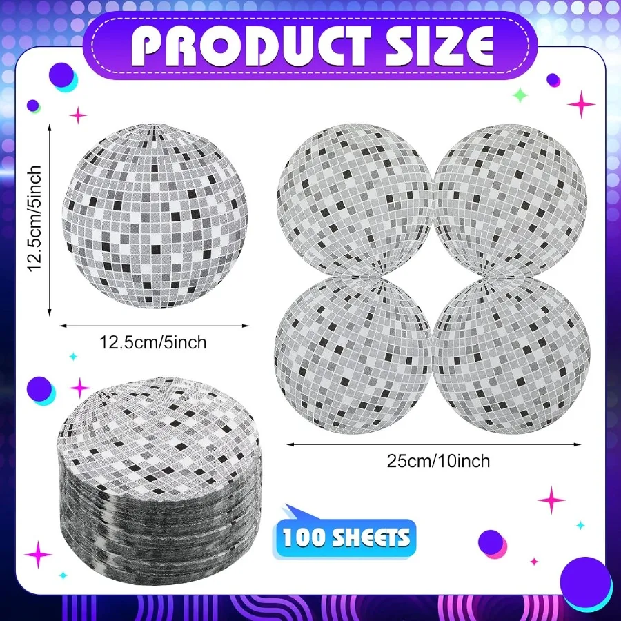 100 Pcs Disco Ball pkins Disposable Cocktail Party Beverage pkin for 70s 80s 90s Birthday Bachelorette Wedding Party Decoratio