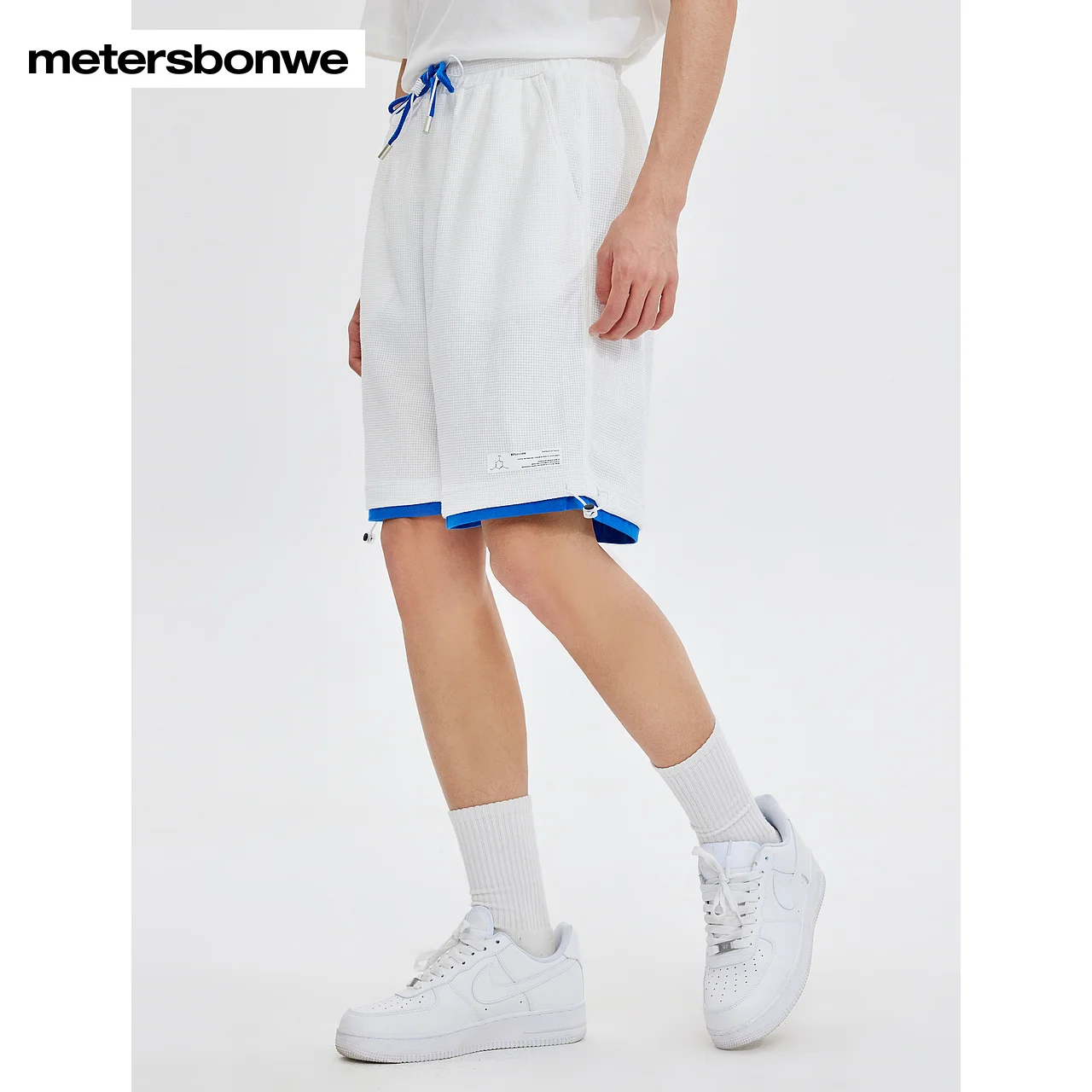 Metersbonwe-2024 New Summer Knitted Shorts For Men, Loose Trendy Pants With Contrast Drawstring, Brand Sweatpants