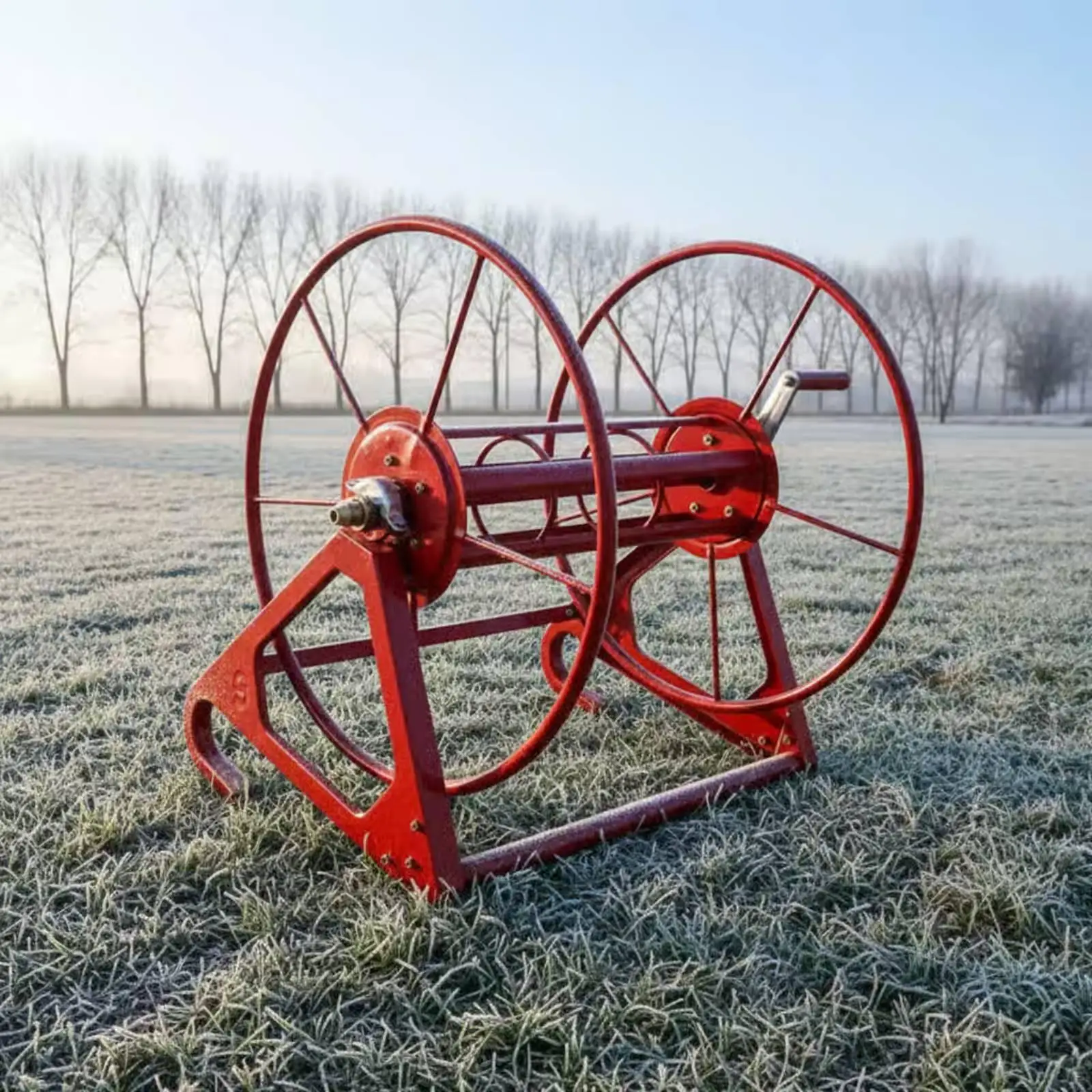 Durable Metal Hose Reel Cart with Open Frame Design for Easy Hose Storage and Farm Sprayer Use