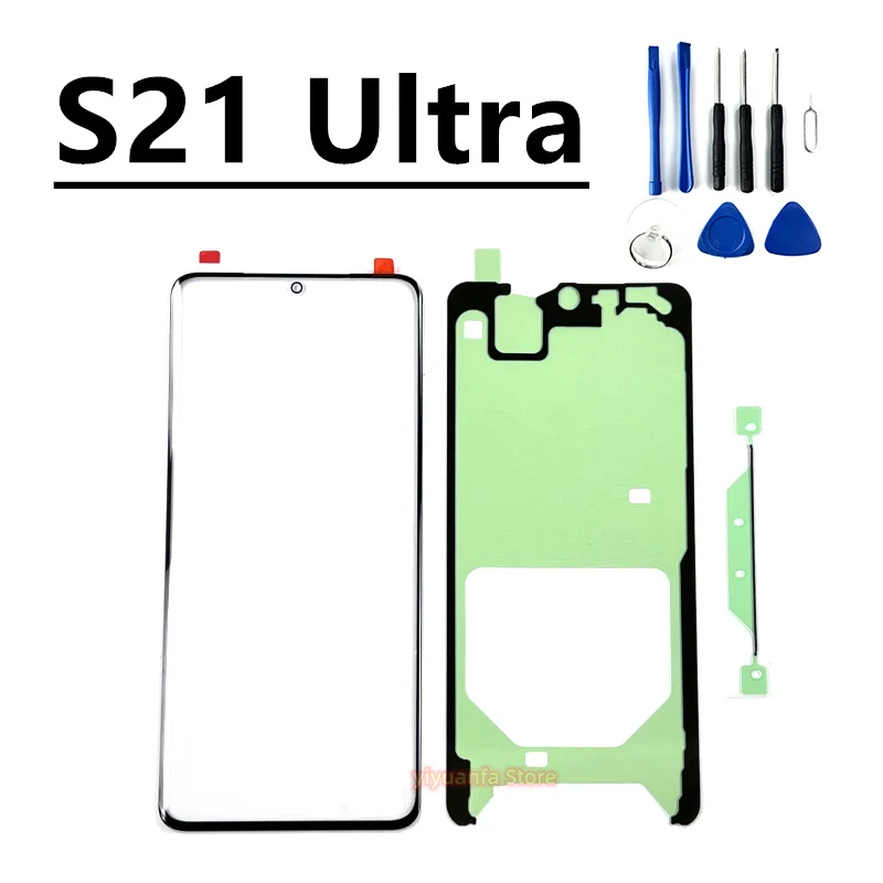 Front Screen Glass Repair Kits For Samsung Galaxy S21 S22 S23 Plus Ultra 5G S21fe LCD Touch Panel Outer Glass Lens Replacement