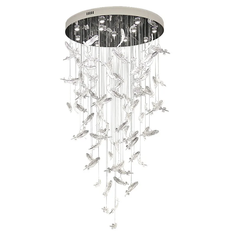 

Hotel lobby hall feather chandelier project villa stairs banquet hall living room sales department sand table art