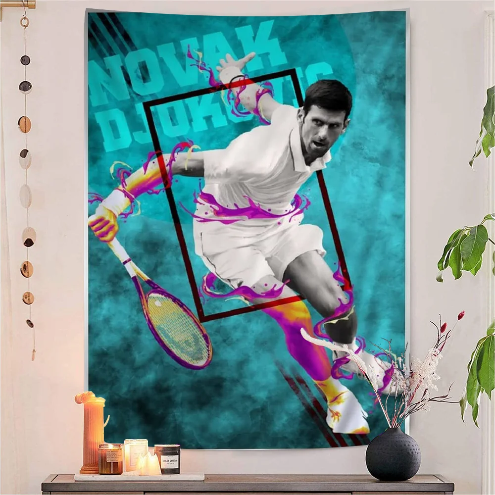 Novak Djokovic Tennis Player Sports Star Hanging Bohemian Tapestry Bohemian Wall Tapestries Mandala Kawaii Room Decor