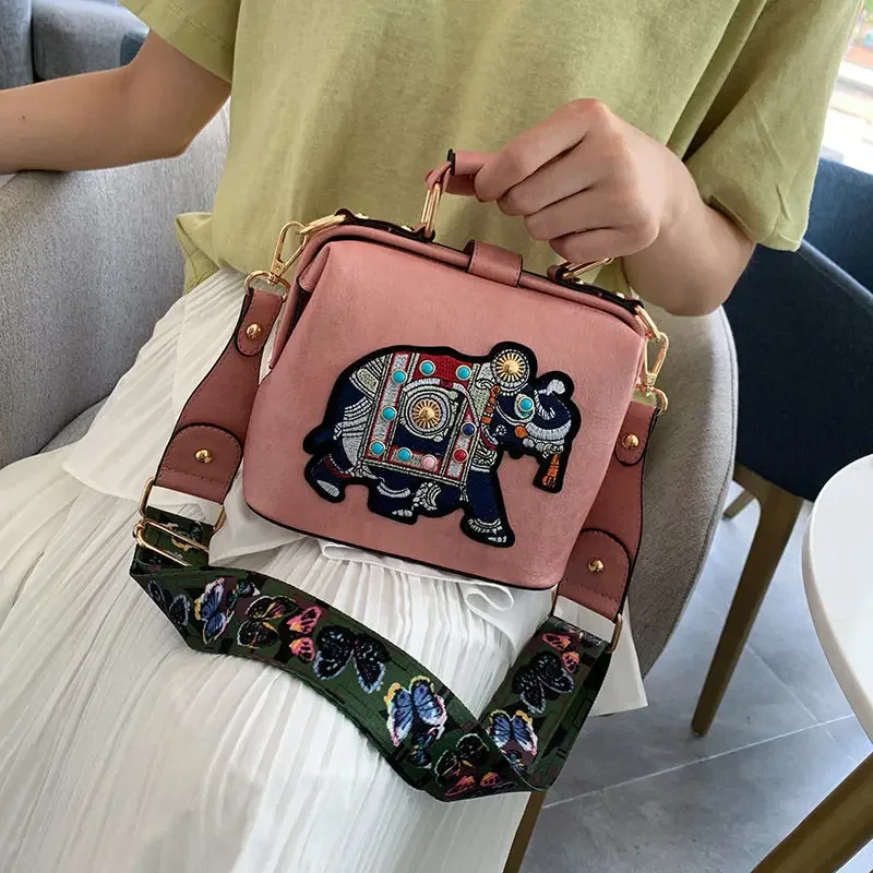 Designer Luxury Brand Handbags Crossbody Bags Elephant Embroidered Bags for Women Leather Handbag Messenger Bag Purses Satchels