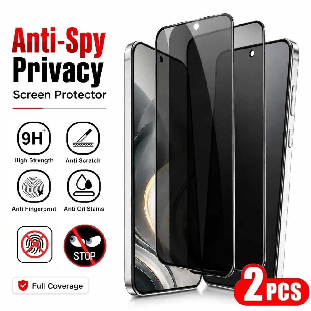 2Pcs Privacy Full Screen Protector for Samsung Galaxy A07/A16/A17/A25/A26/A35/A36/A37/A55/A56/A57/ Anti-Scratch Tempered Glass