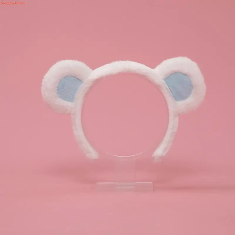 Q5WE 귀여운 모피 동물 곰 귀 머리 후프 플러시 고딕 동물 의상 할로윈 파티 장식을위한 다채로운 헤드 피스
