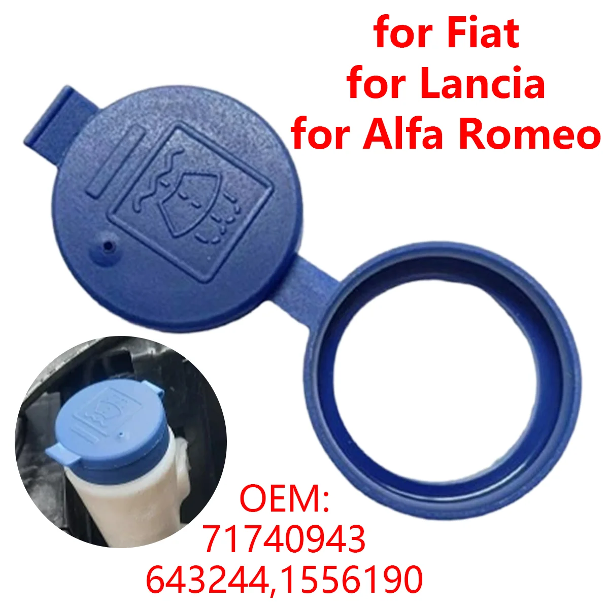 71740943 Car Windshield Washer Fluid Reservoir Tank Cap 643244 for Fiat 500 Punto Bravo Doblo for Alfa Romeo for Abarth 500