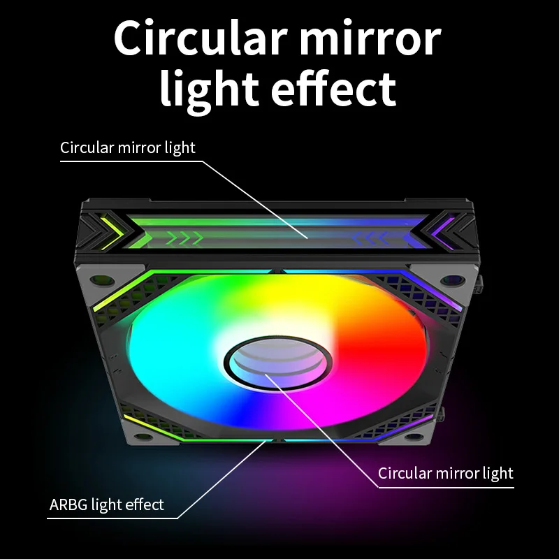 Teucer JM-2 Draadloze Splicing Magic 3-In-1 Hoesje Ventilator 12V Pwm Cirkelvormige Spiegel Argb 120Mm Pc Computer Cpu Vloeistofkoeling Ventilator