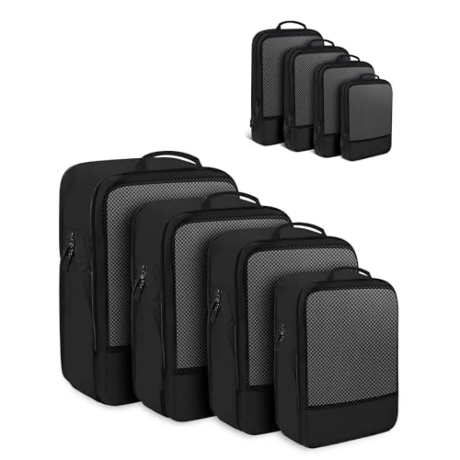 

Набор из 4 компрессионных упаковочных кубов для путешествий: легкие органайзеры для багажа, экономящие место, незаменимые в поездках