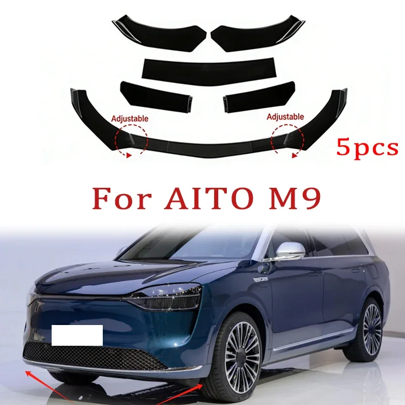 

5Pcs ABS Material Universal Car Front Bumper Separator Bumper Lip Body Kit Duck Lip Separator For AITO M9 Car Accessories
