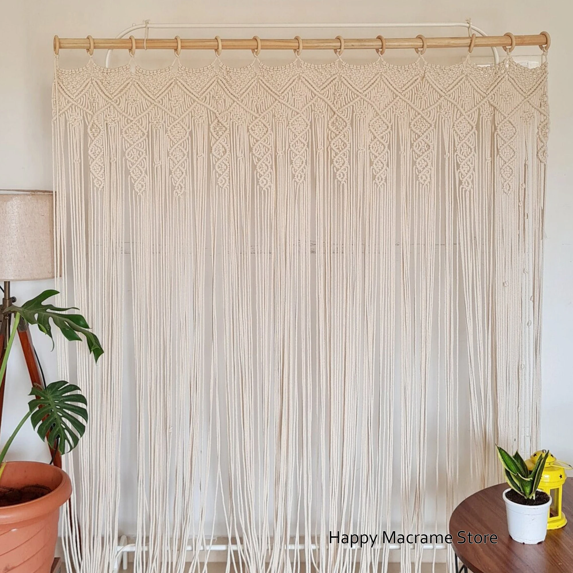 

Large Macrame Curtains Macrame Backdrop Bohemian Curtains Boho Backdrops Bohemian Macrame Tapestry - Without rod