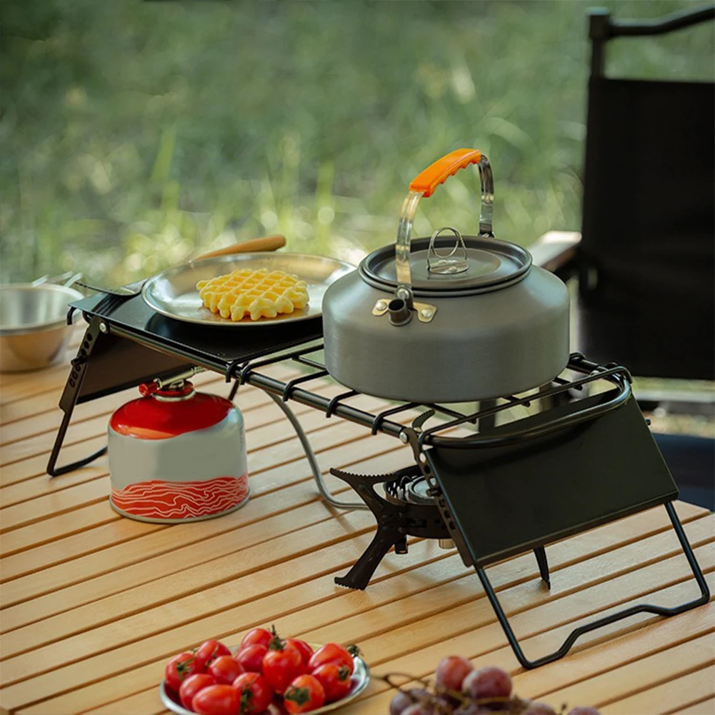 Mini Camping Table Adjustable Height Stove Rack Outdoor Retractable Mesh Mini Stove Stand for Outdoor Camping Picnic