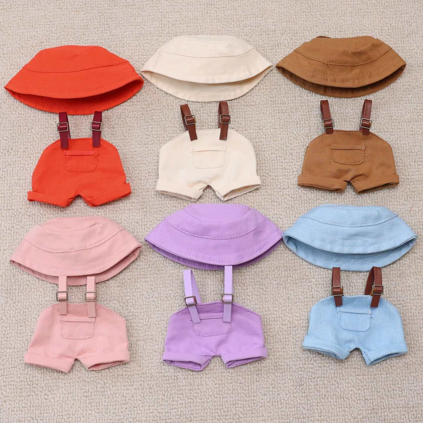 

Clothes For Labubu Colorful Fisherman Hat Overalls 1st 2nd 3rd Gen 17cm Labubu Sitting Party Outfit Accessories