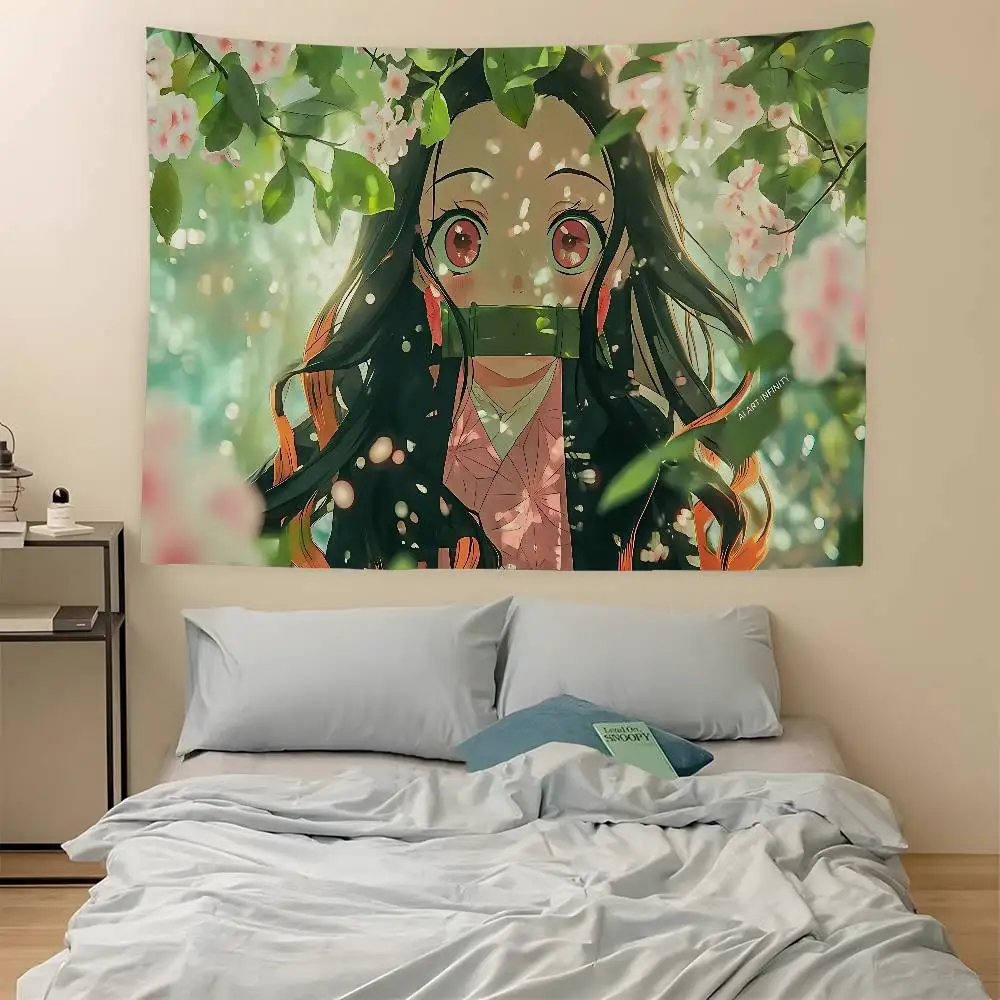 Anime Demon Slayer Colorful Tapestry Wall Hanging Cheap Hippie Wall Hanging Bohemian Wall Tapestries Mandala Wall Hanging Sheets
