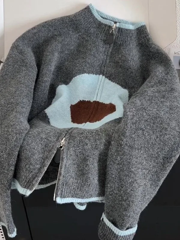 

Свитер унисекс оверсайз на двойной молнии, осенне-зимний, новый, свободный, повседневный, универсальный, вязаный, модный тренд