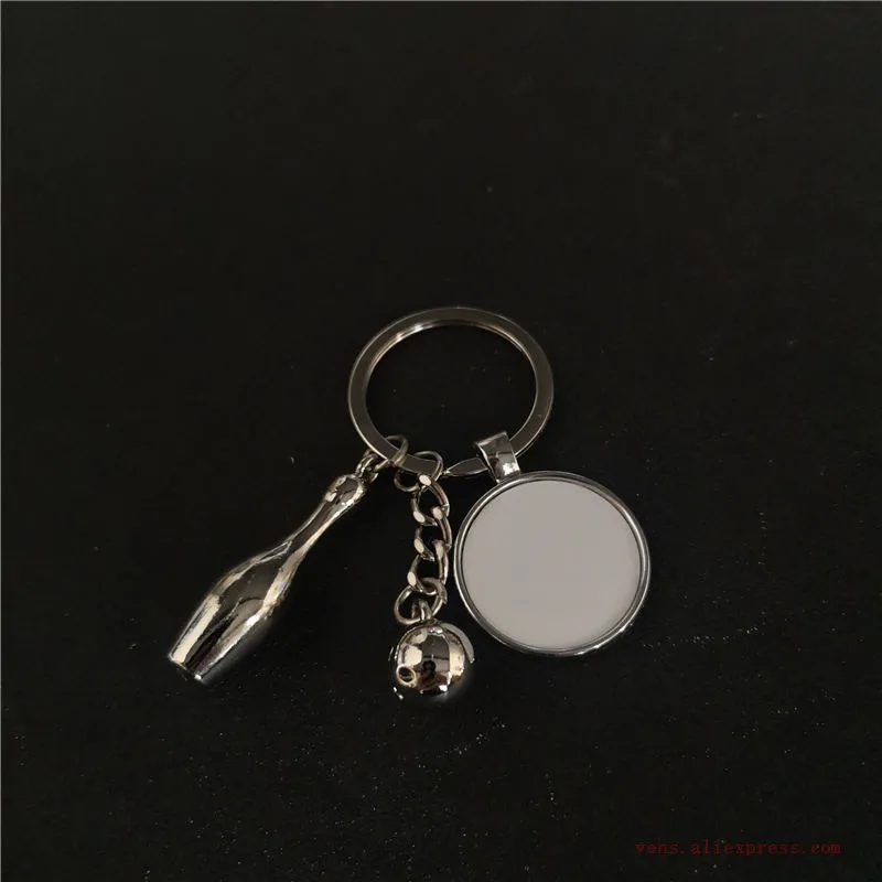 

sublimation blank bowling badminton keychains key ring consumables 25pcs/lot