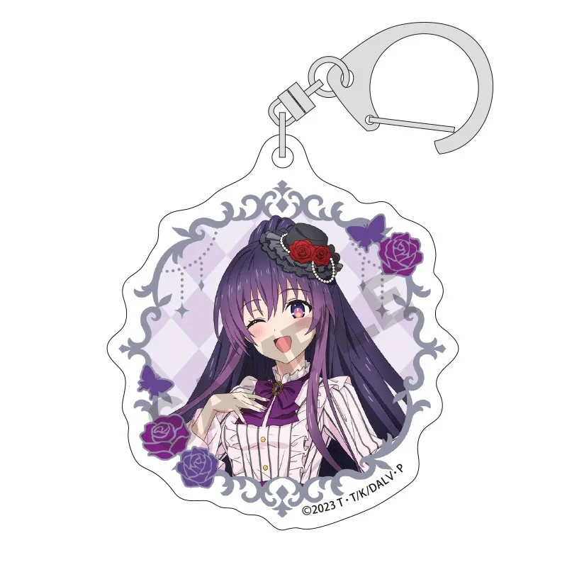 Date A Live Itsuka Shido Yatogami Tohka Tokisaki Cute Cartoon Gothic Style Keychains Anime Keyrings Bag Tag Cos Accessory