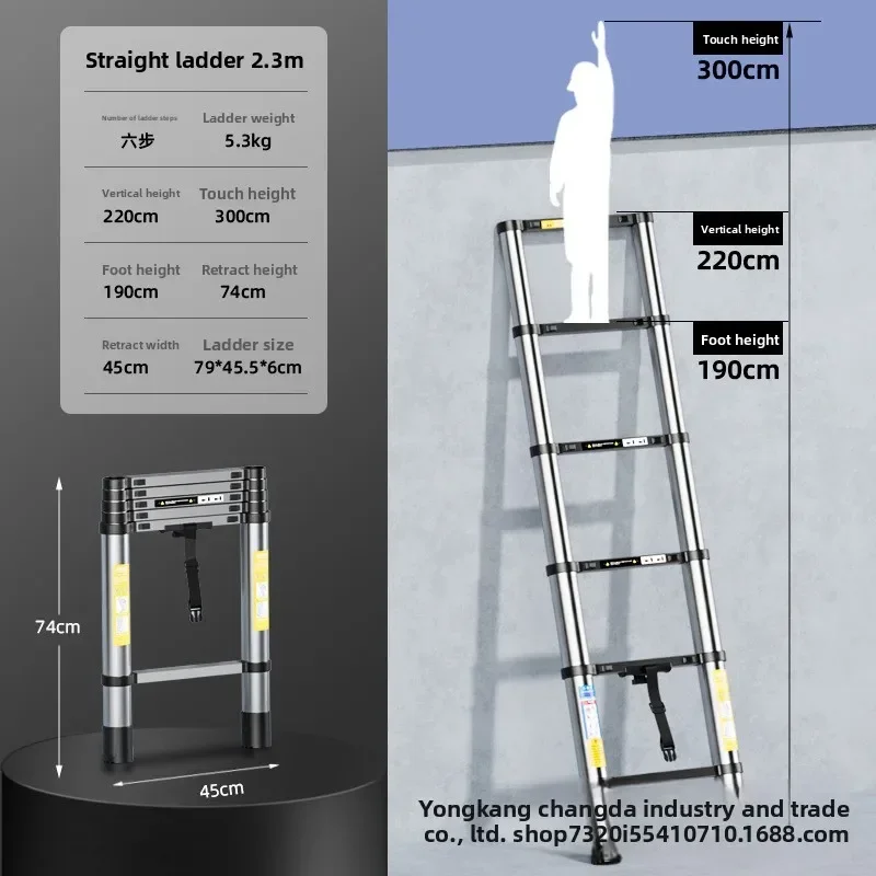 Stainless steel telescopic ladder Multifunctional stacked ladder Lifting Telescopic laddersturdy and durablesturdy and durable
