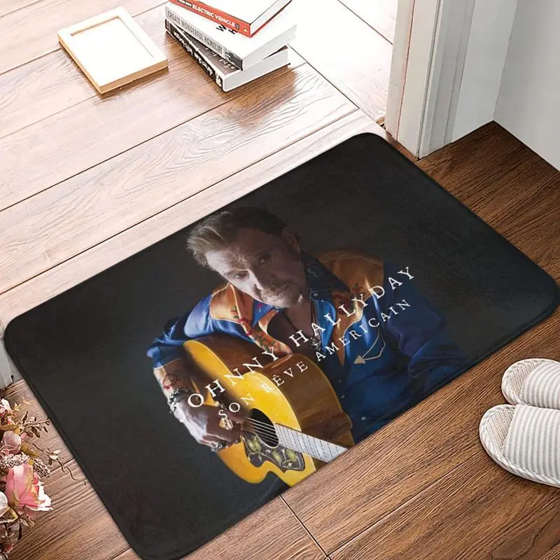 Personalized Johnny Hallyday Son Reve Americain Doormat Mat  French Rock Singer Bathroom Kitchen Garden Rug Carpet 40*60cm