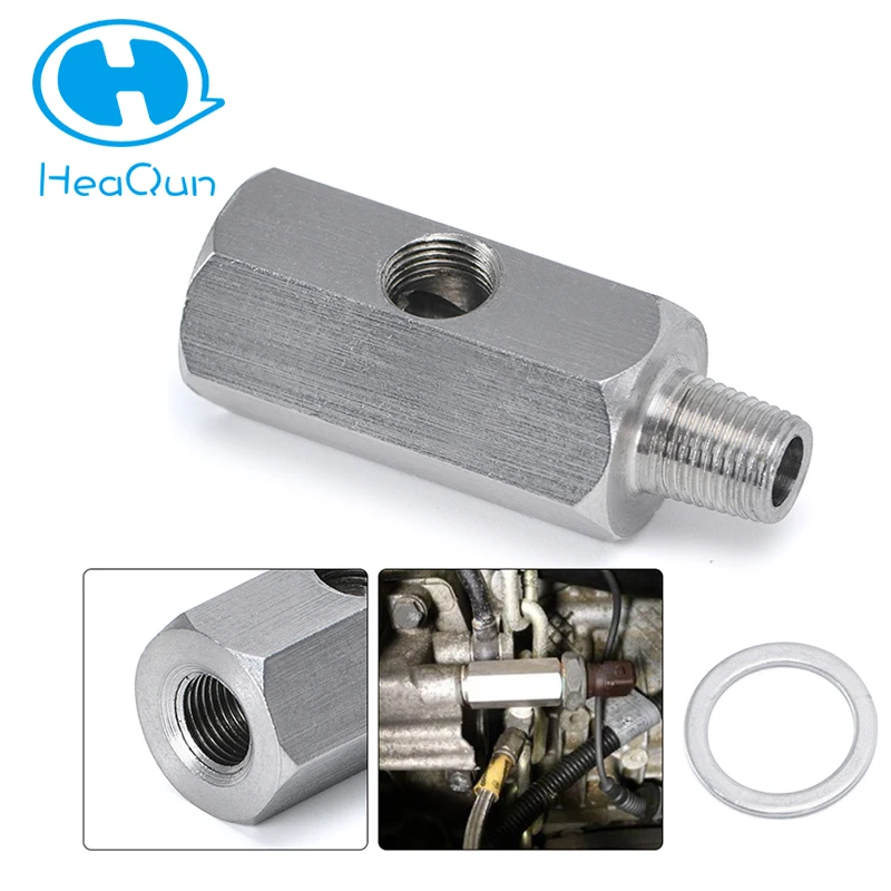 Heaqun Stainless Steel 1/8'' BSPT Oil Pressure Sensor Sendor Tee Adapter to 1/8 NPT Gauge T-Piece Car Accessories VR-OGA02