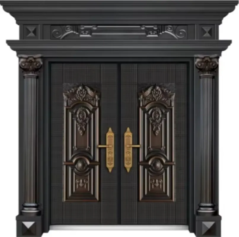 Modern SD steel double security swing open main entrance door villa apartment metal building door