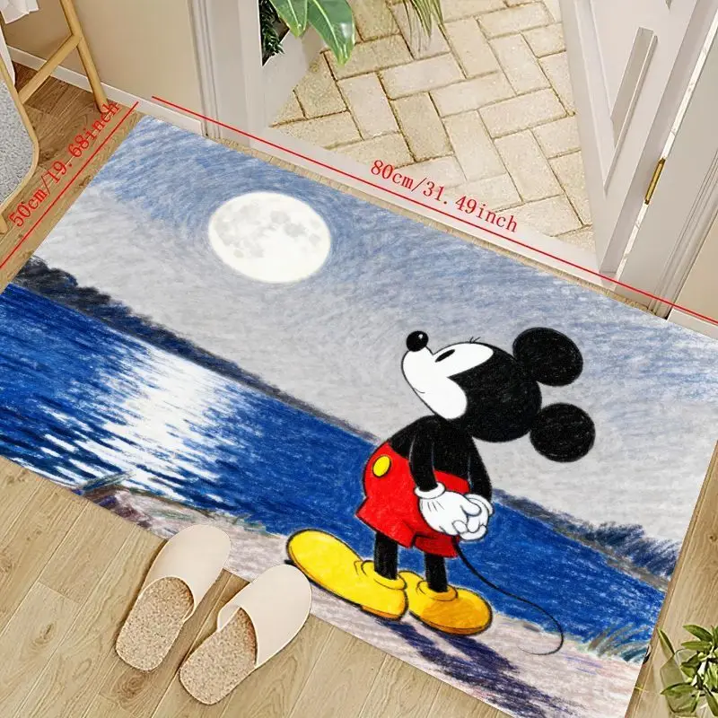 

1 шт. Дисней Микки Маус мультфильм аниме напольный коврик, эскиз Art Moonlight Lake Scene Area Rug, милый нескользящий впитывающий коврик для K