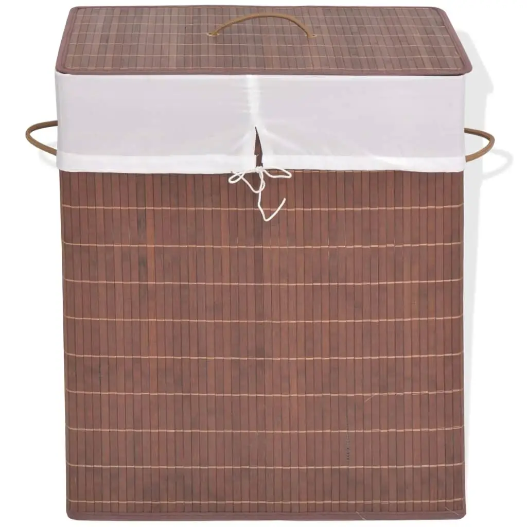 Rectangular Brown Bamboo Laundry Basket - Eco-Friendly Storage Solution for Clothes & Toys